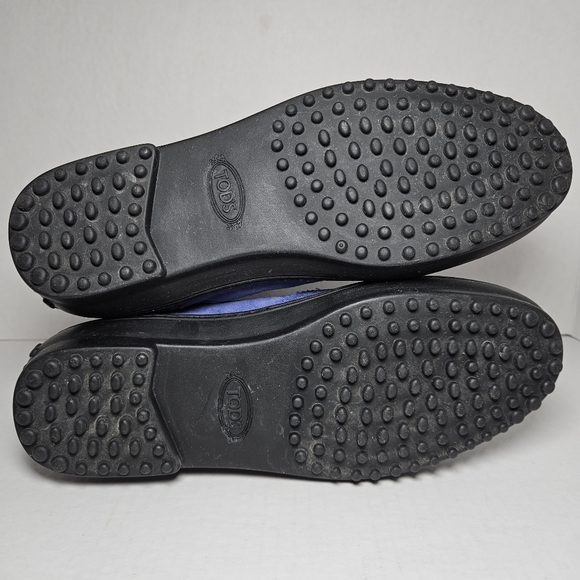 Tod's Chelsea Wingtip Women's Blue Suede Boots Ankle Driving Pull On - Picture 10 of 11